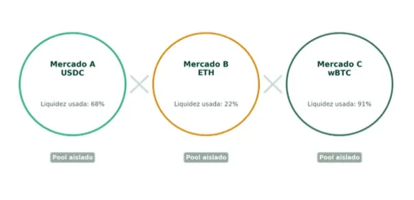 En V3 cada mercado guarda su propia liquidez, sin conexión con el resto.