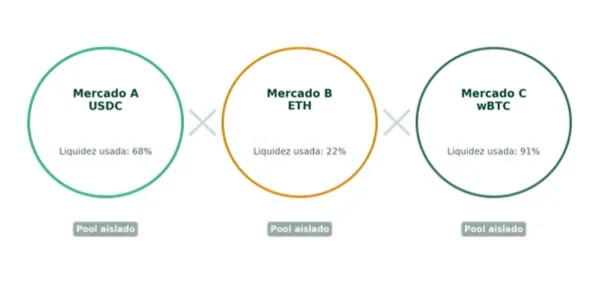 En V3 cada mercado guarda su propia liquidez, sin conexión con el resto.