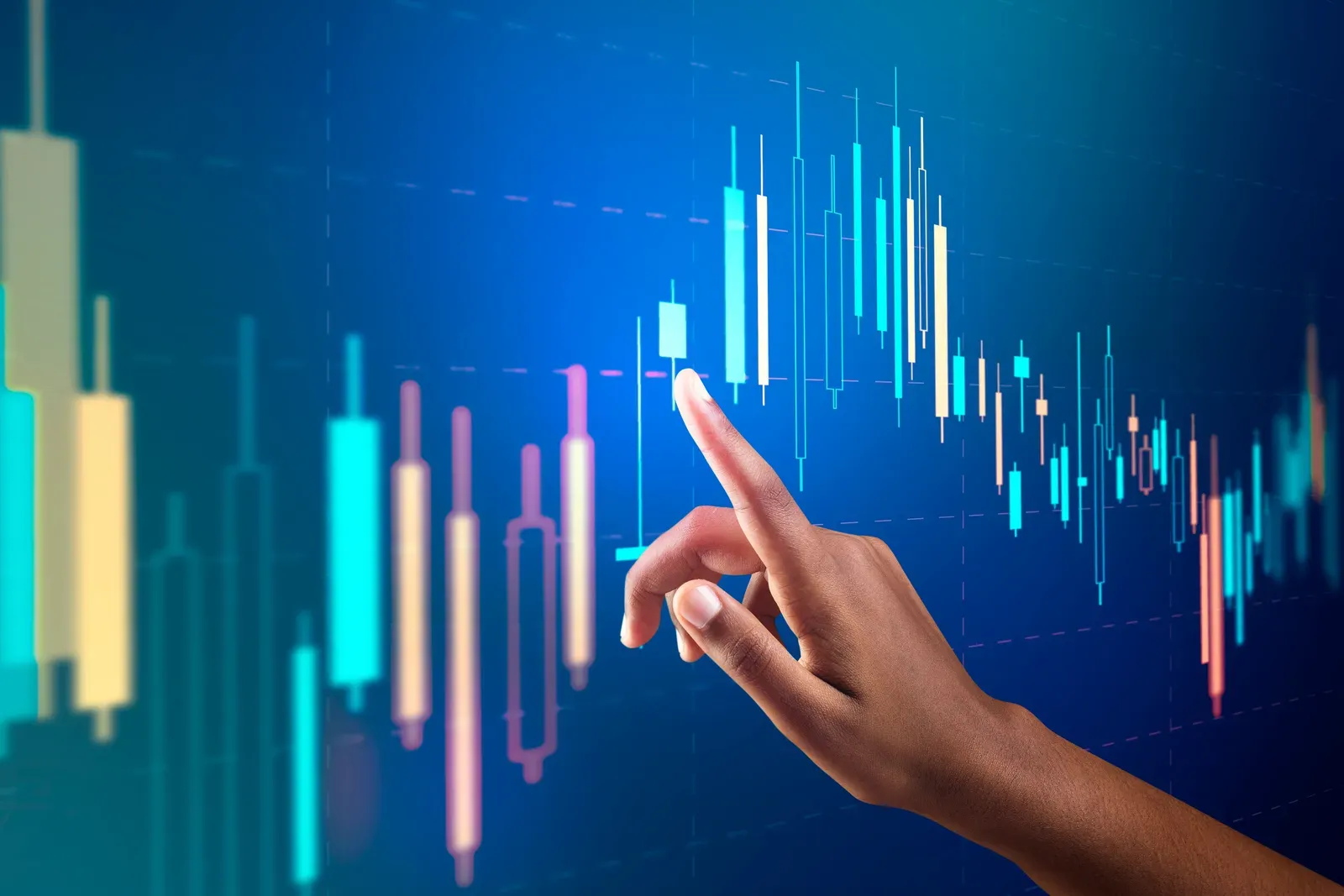 stock-market-chart-on-virtual-screen-with-woman-s-hand-digital-remix