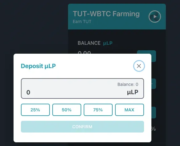 How to deposit your LP TUT tokens