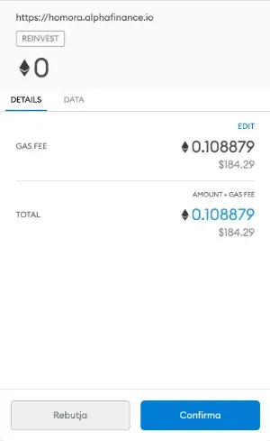 Metamask en  Alpha Homora