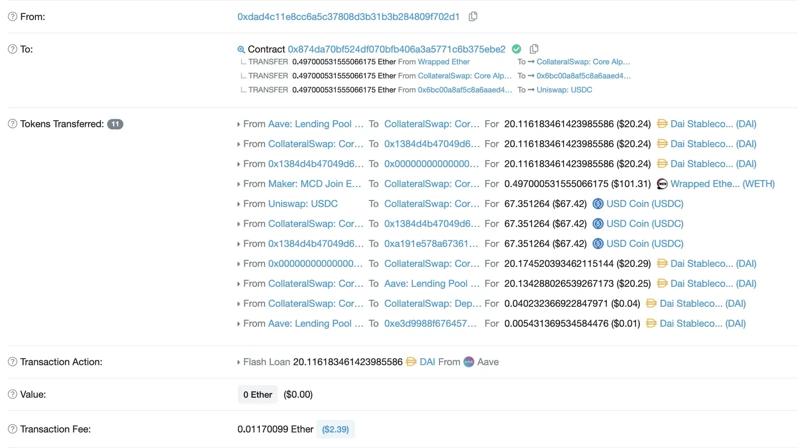 Análisis de un flash loan en Aave