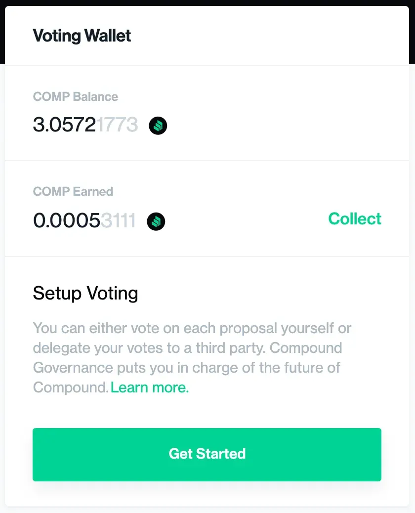 Wallet interno de Compound