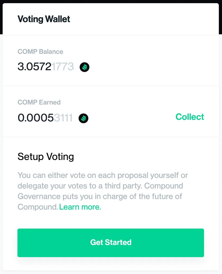 Wallet interno de Compound
